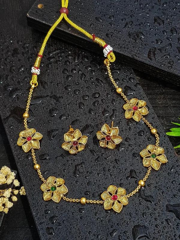 Best Jewelry Sale – Shop Exclusive Designs Now Gold Plated short floral Necklace Set Best Jewelry Sale – Shop Exclusive Designs Now Gold Plated short floral Necklace Set