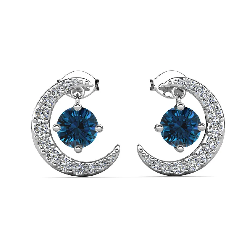 Luna Birthstone Stud Earrings 18k White Gold Plated with Round Cut Swarovski Crystals