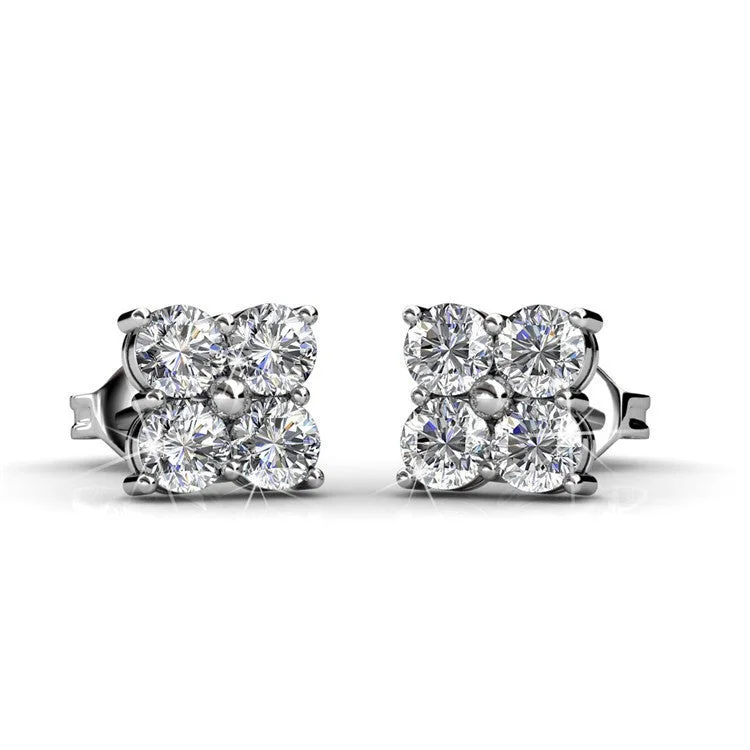 Rae 18k White Gold Stud Earrings with Swarovski Crystals