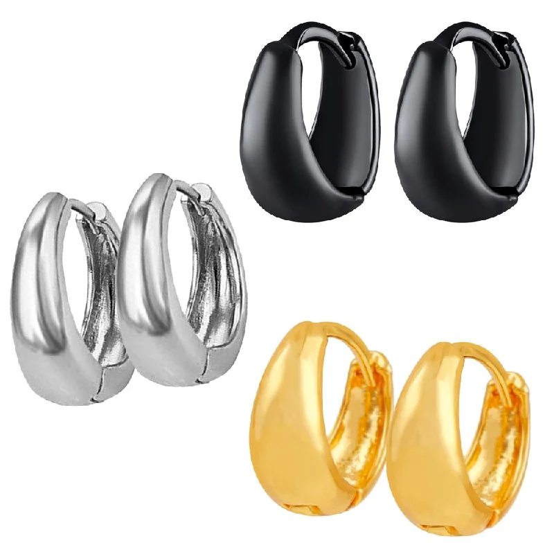 Jewelry Clearance Sale – Final Reductions Mahi Combo of Black, Silver and Golden Bollywood Styled Piercing Kaju Bali / Hoop Mens Earrings Jewelry Clearance Sale – Final Reductions Mahi Combo of Black, Silver and Golden Bollywood Styled Piercing Kaju Bali / Hoop Mens Earrings