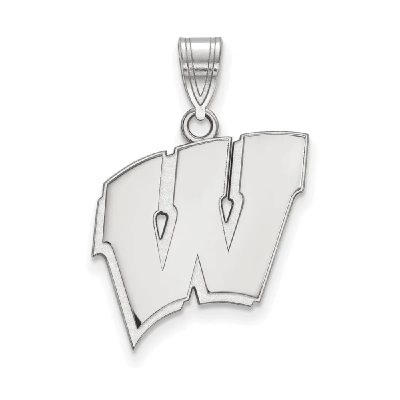 10k White Gold U. of Wisconsin Large Initial W Pendant