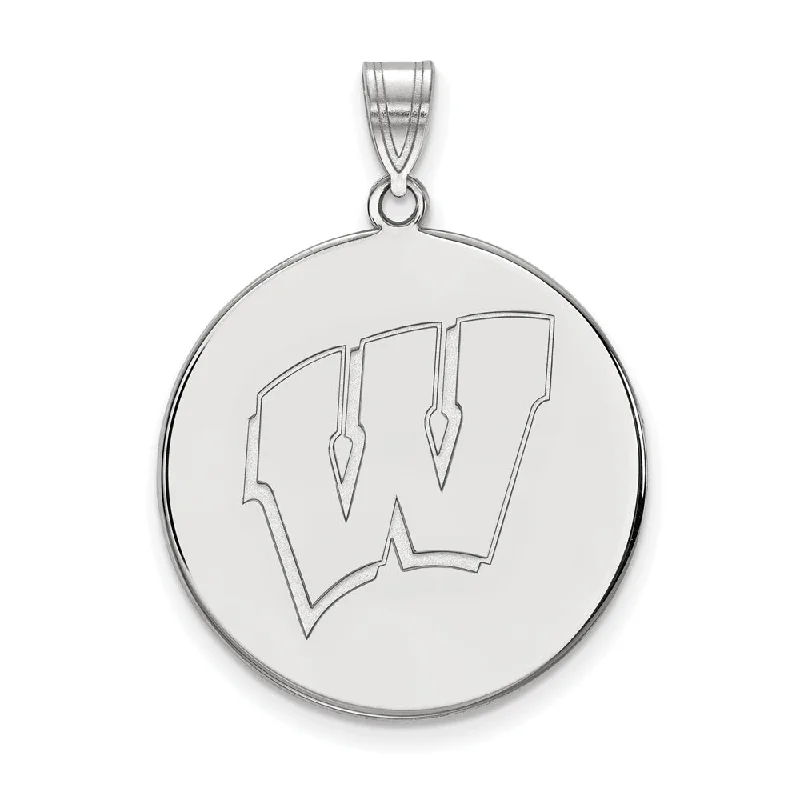 10k White Gold U. of Wisconsin XL Initial W Disc Pendant