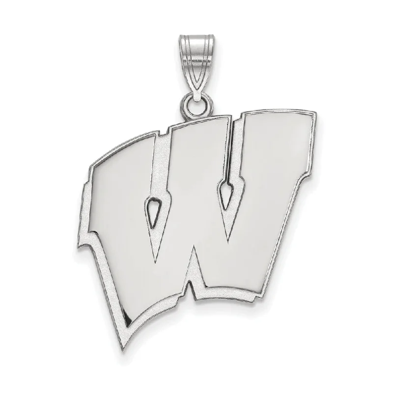 10k White Gold U. of Wisconsin XL Initial W Pendant