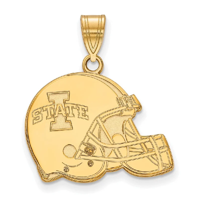 10K Yellow Gold Iowa State University Flat Football Helmet Pendant