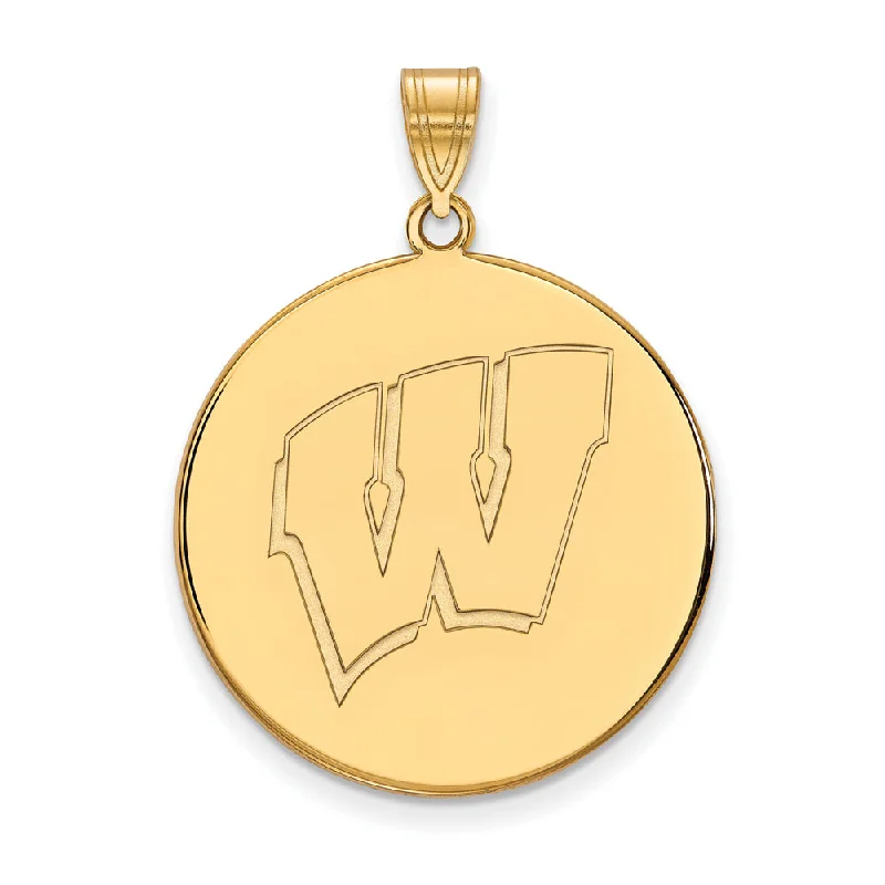 10k Yellow Gold U. of Wisconsin XL Initial W Disc Pendant