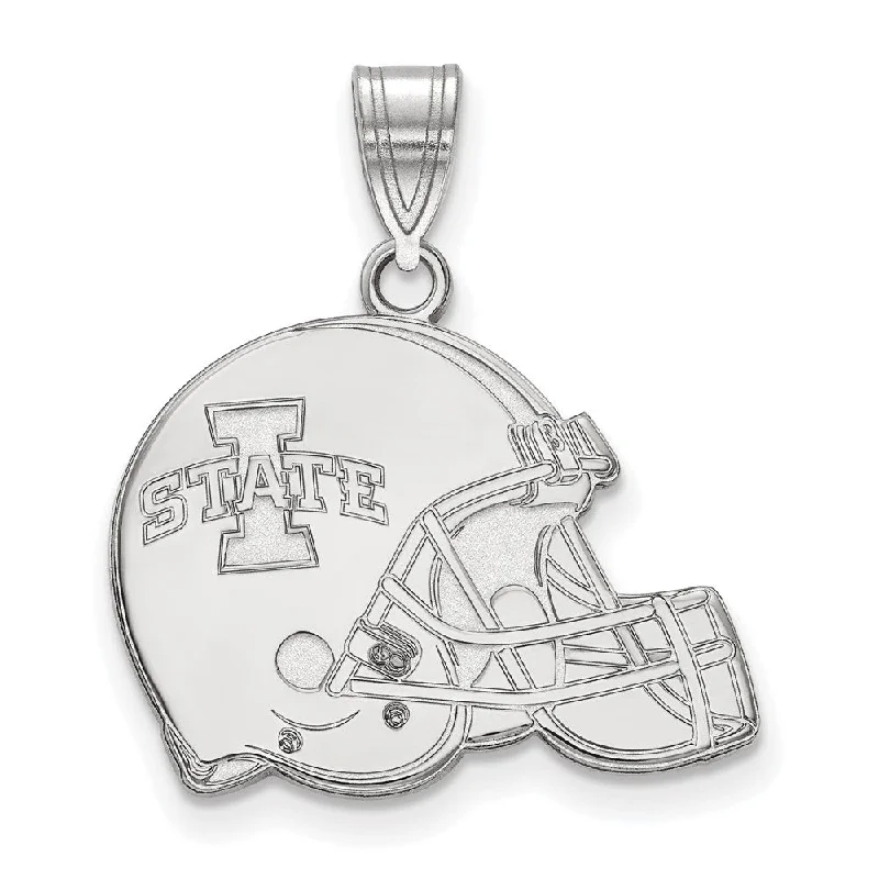 14K White Gold Iowa State University Flat Football Helmet Pendant