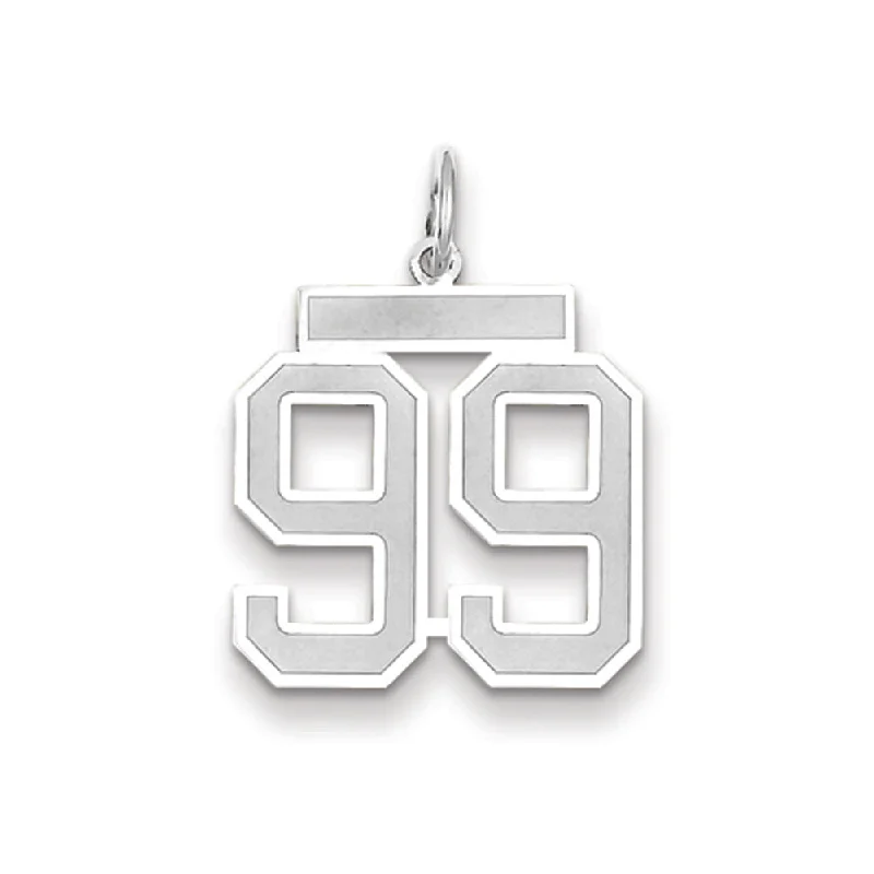 14k White Gold, Jersey Collection, Medium Number 99 Pendant