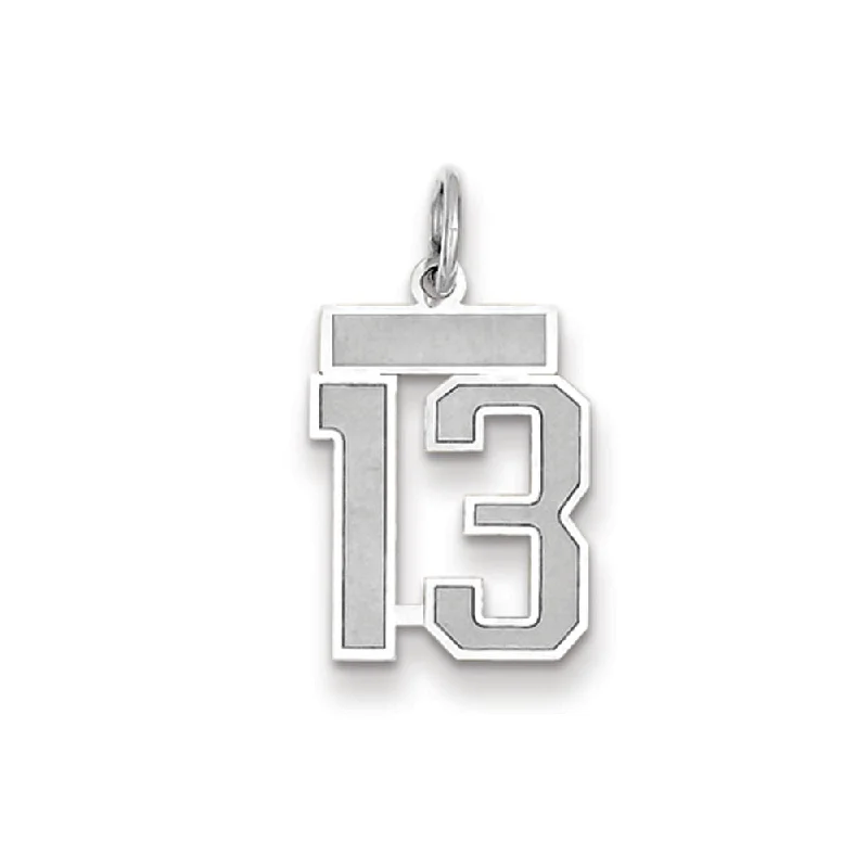 14k White Gold, Jersey Collection, Small Number 13 Pendant