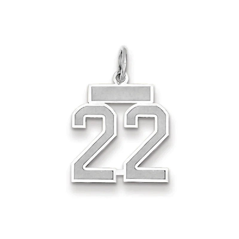 14k White Gold, Jersey Collection, Small Number 22 Pendant