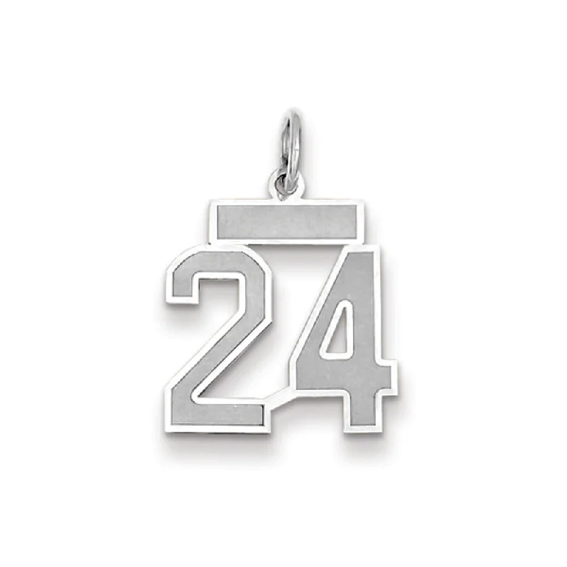 14k White Gold, Jersey Collection, Small Number 24 Pendant