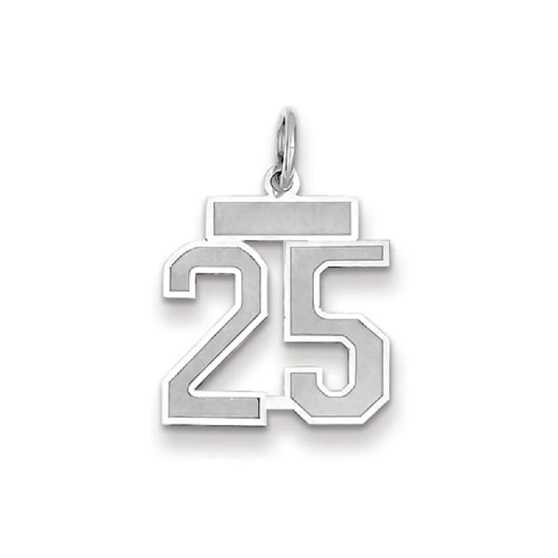 14k White Gold, Jersey Collection, Small Number 25 Pendant