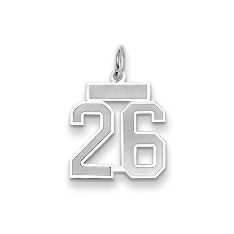 14k White Gold, Jersey Collection, Small Number 26 Pendant