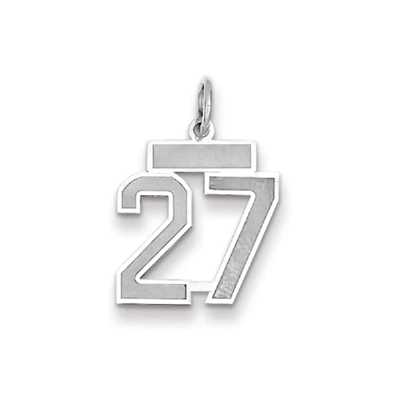 14k White Gold, Jersey Collection, Small Number 27 Pendant