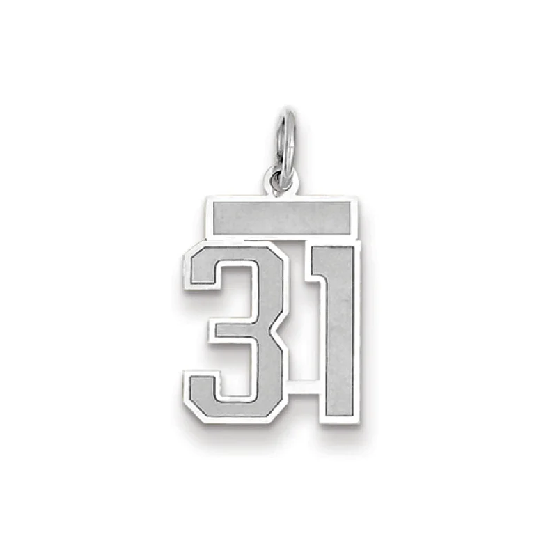 14k White Gold, Jersey Collection, Small Number 31 Pendant