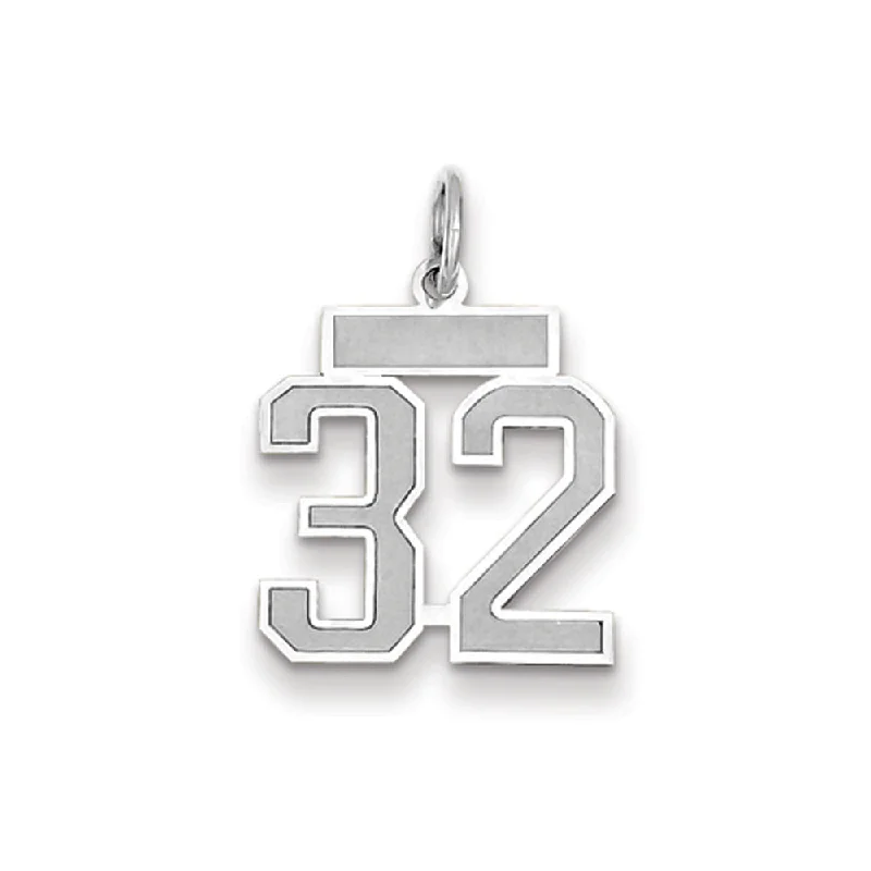 14k White Gold, Jersey Collection, Small Number 32 Pendant