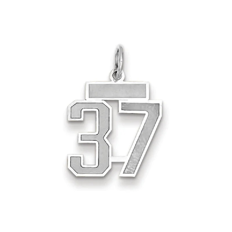 14k White Gold, Jersey Collection, Small Number 37 Pendant