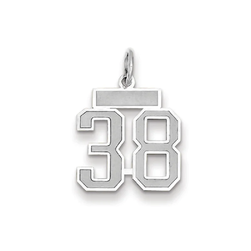 14k White Gold, Jersey Collection, Small Number 38 Pendant