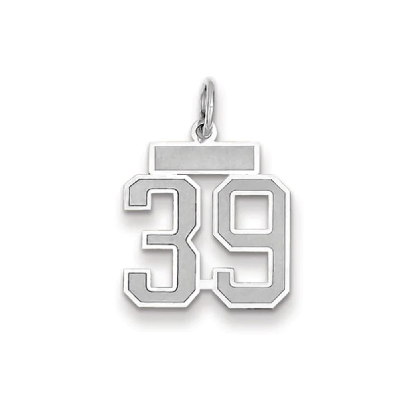 14k White Gold, Jersey Collection, Small Number 39 Pendant