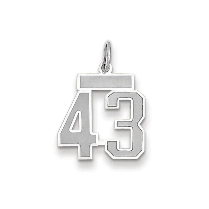 14k White Gold, Jersey Collection, Small Number 43 Pendant