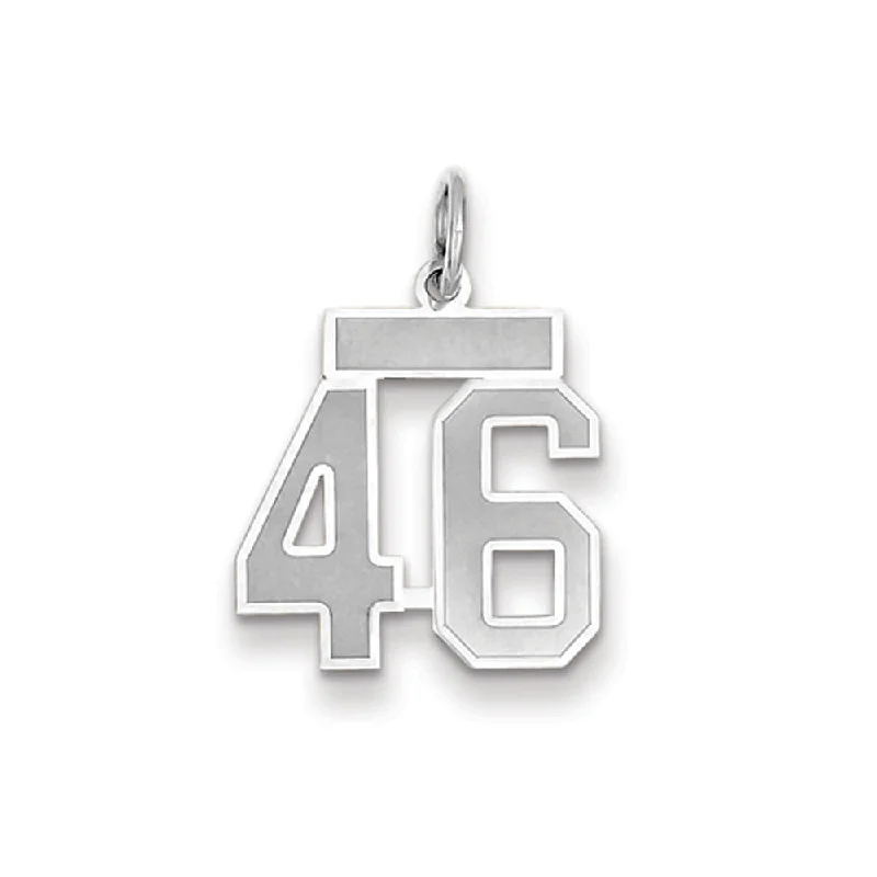 14k White Gold, Jersey Collection, Small Number 46 Pendant