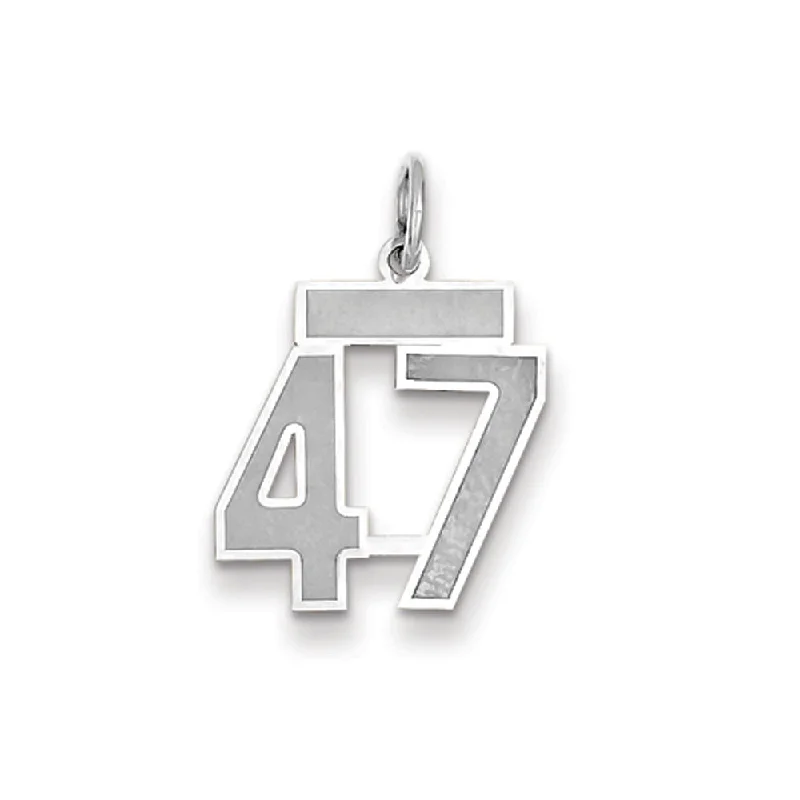 14k White Gold, Jersey Collection, Small Number 47 Pendant