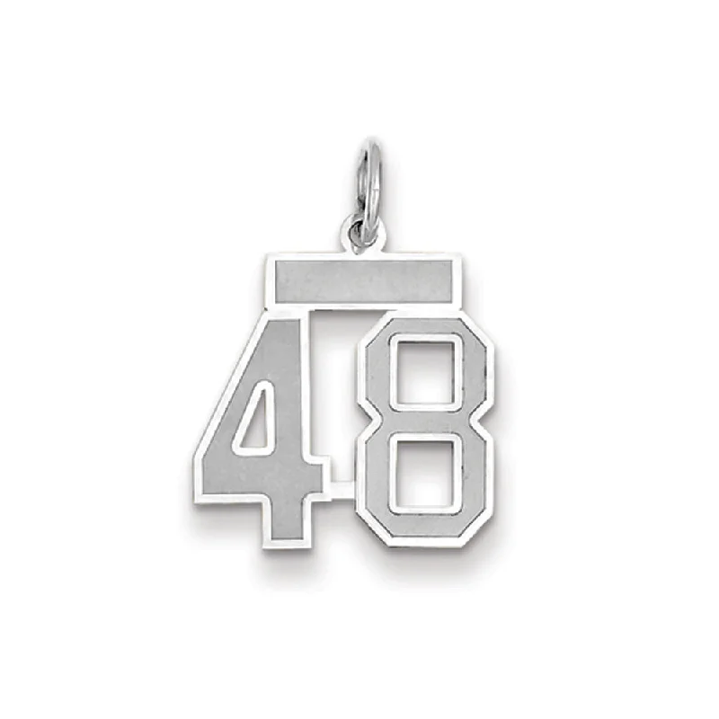 14k White Gold, Jersey Collection, Small Number 48 Pendant