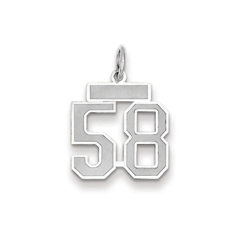 14k White Gold, Jersey Collection, Small Number 58 Pendant