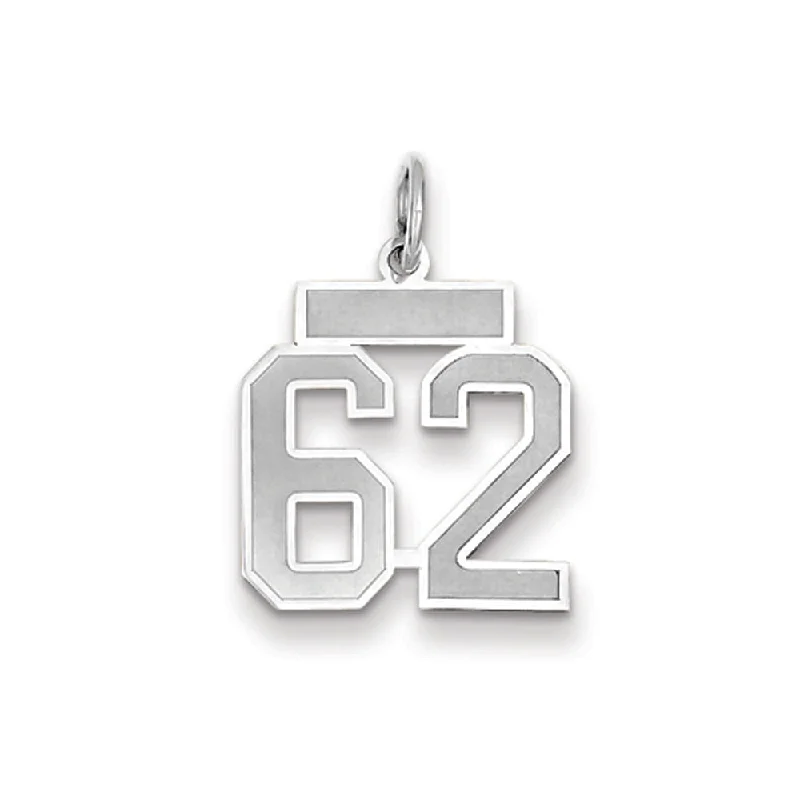 14k White Gold, Jersey Collection, Small Number 62 Pendant