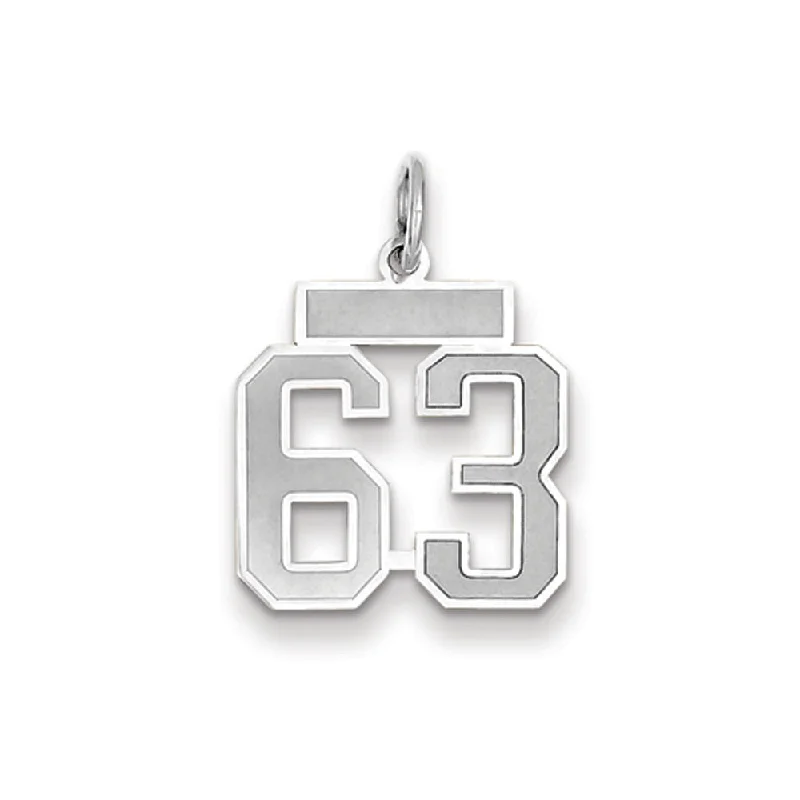 14k White Gold, Jersey Collection, Small Number 63 Pendant