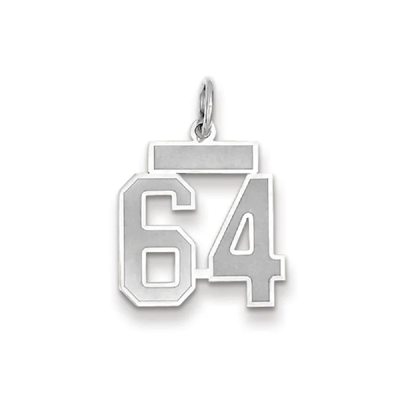 14k White Gold, Jersey Collection, Small Number 64 Pendant