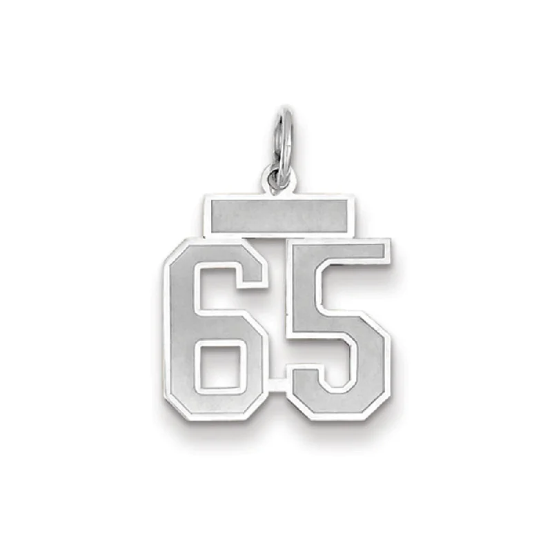 14k White Gold, Jersey Collection, Small Number 65 Pendant