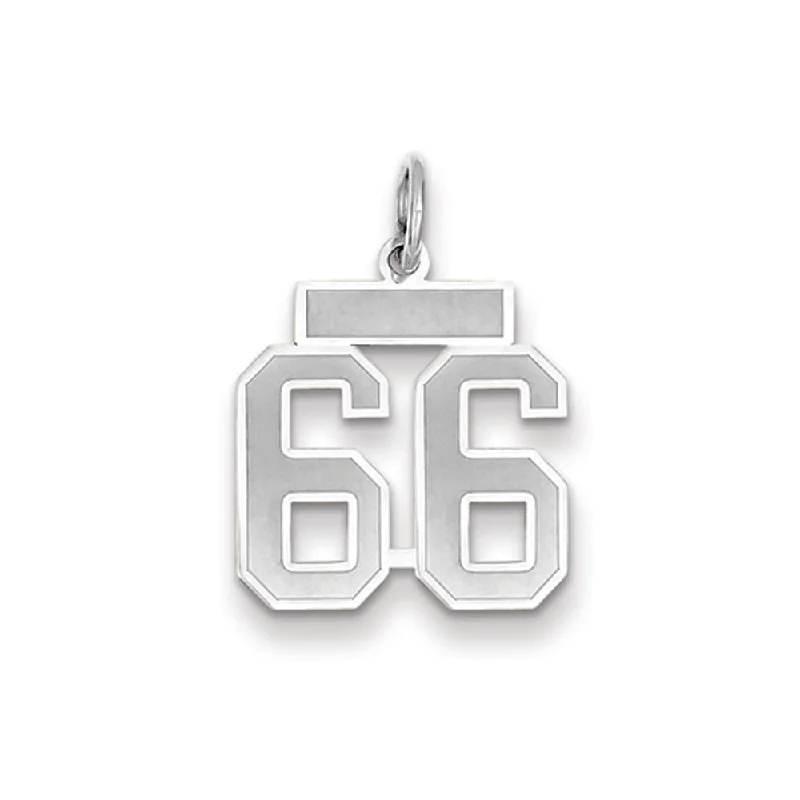 14k White Gold, Jersey Collection, Small Number 66 Pendant