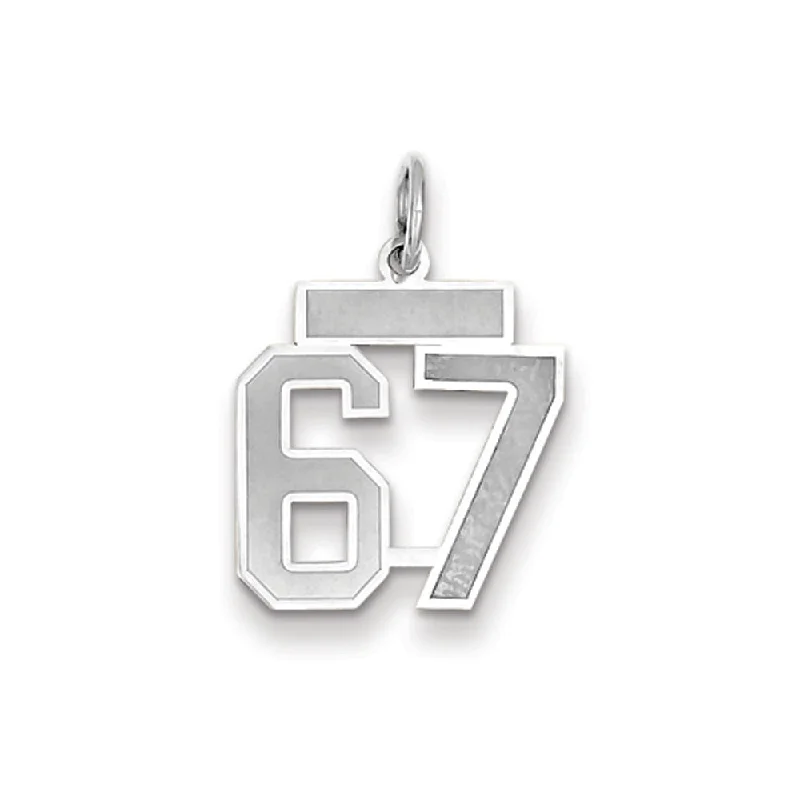 14k White Gold, Jersey Collection, Small Number 67 Pendant