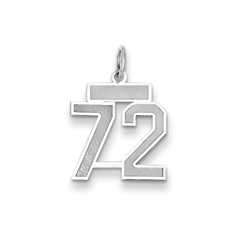 14k White Gold, Jersey Collection, Small Number 72 Pendant