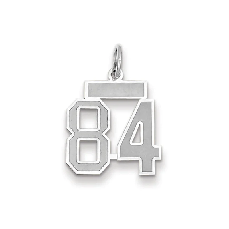 14k White Gold, Jersey Collection, Small Number 84 Pendant