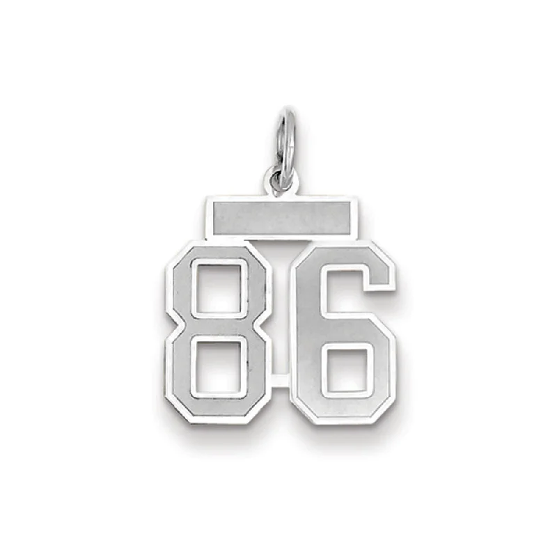 14k White Gold, Jersey Collection, Small Number 86 Pendant