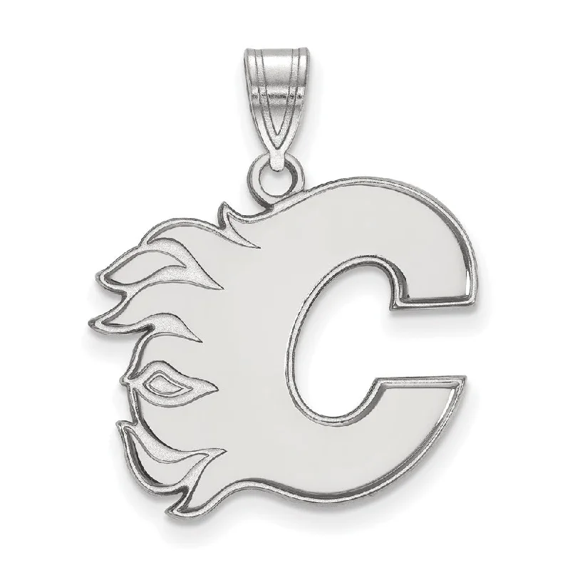 14k White Gold NHL Calgary Flames Large Pendant