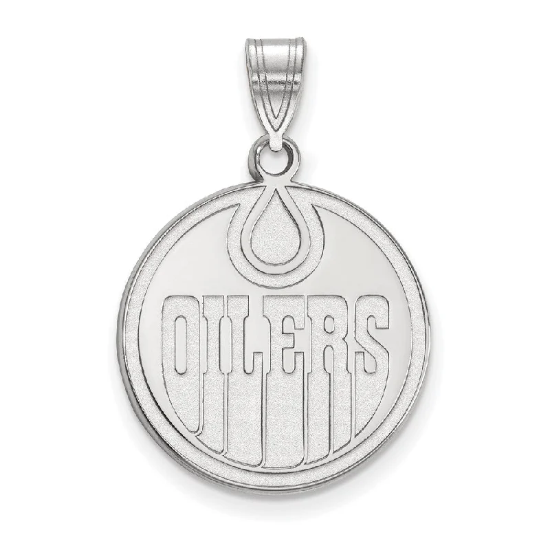 14k White Gold NHL Edmonton Oilers Large Disc Pendant