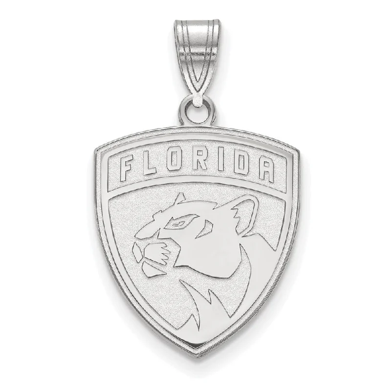 14k White Gold NHL Florida Panthers Large Pendant