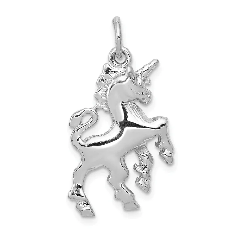 14k White Gold Polished Unicorn Charm or Pendant