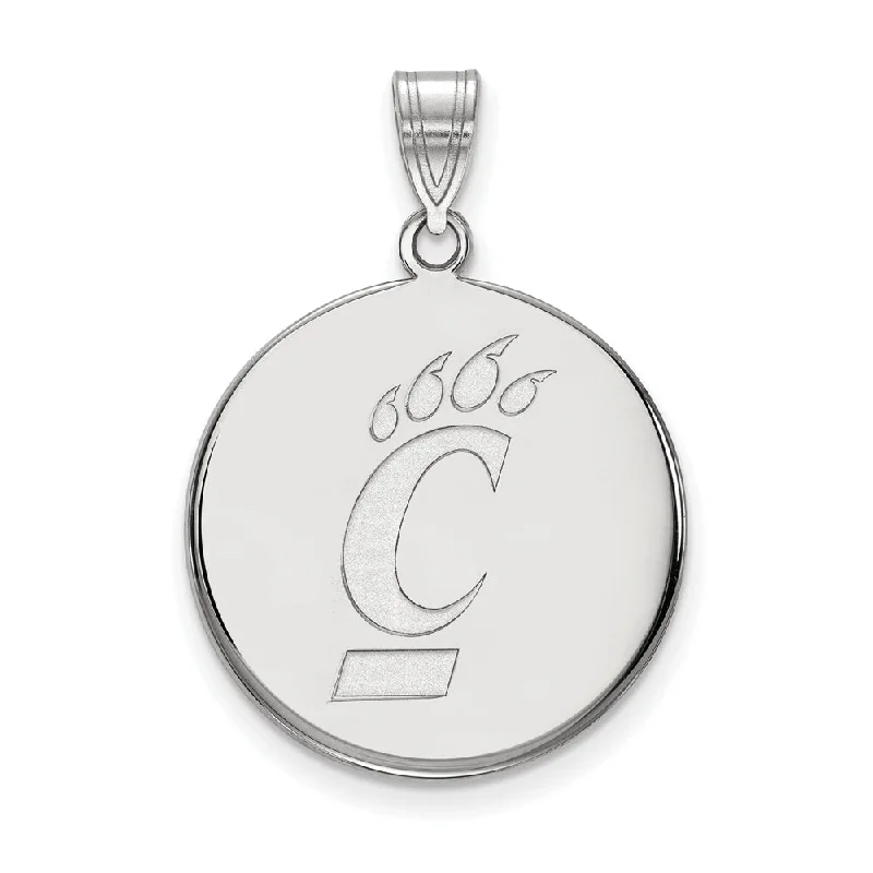 14k White Gold U of Cincinnati Large Logo Disc Pendant