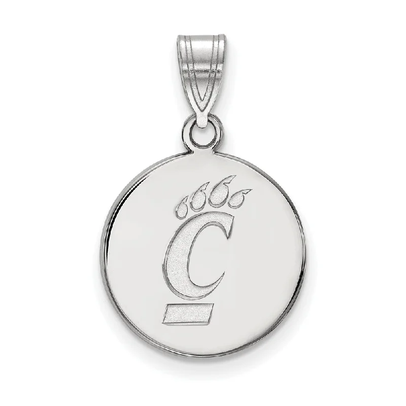 14k White Gold U of Cincinnati Medium Logo Disc Pendant