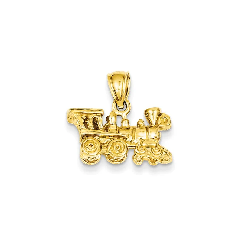 14k Yellow Gold 3D Locomotive Polished Pendant