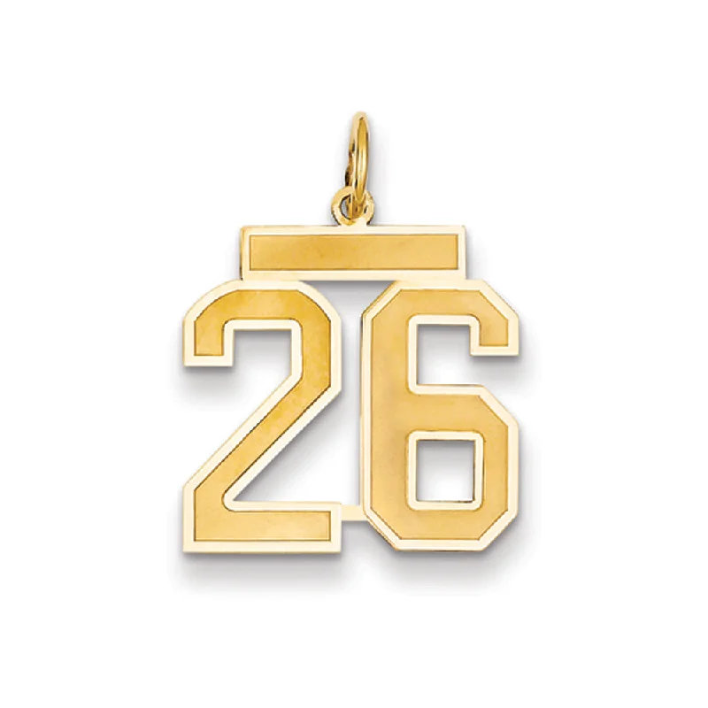 14k Yellow Gold, Jersey Collection, Medium Number 26 Pendant