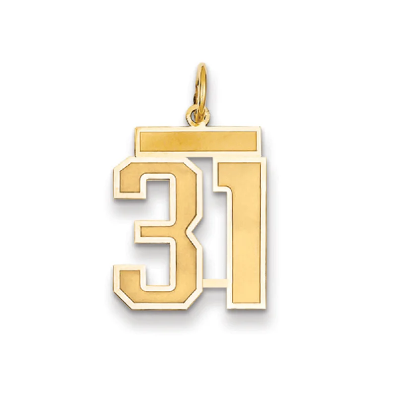 14k Yellow Gold, Jersey Collection, Medium Number 31 Pendant