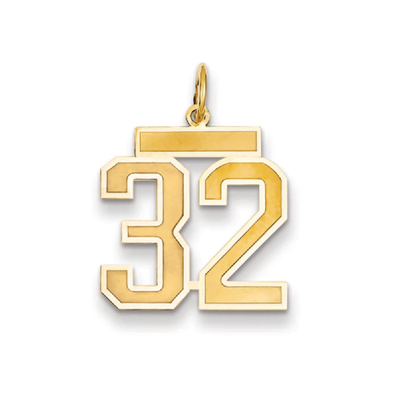 14k Yellow Gold, Jersey Collection, Medium Number 32 Pendant