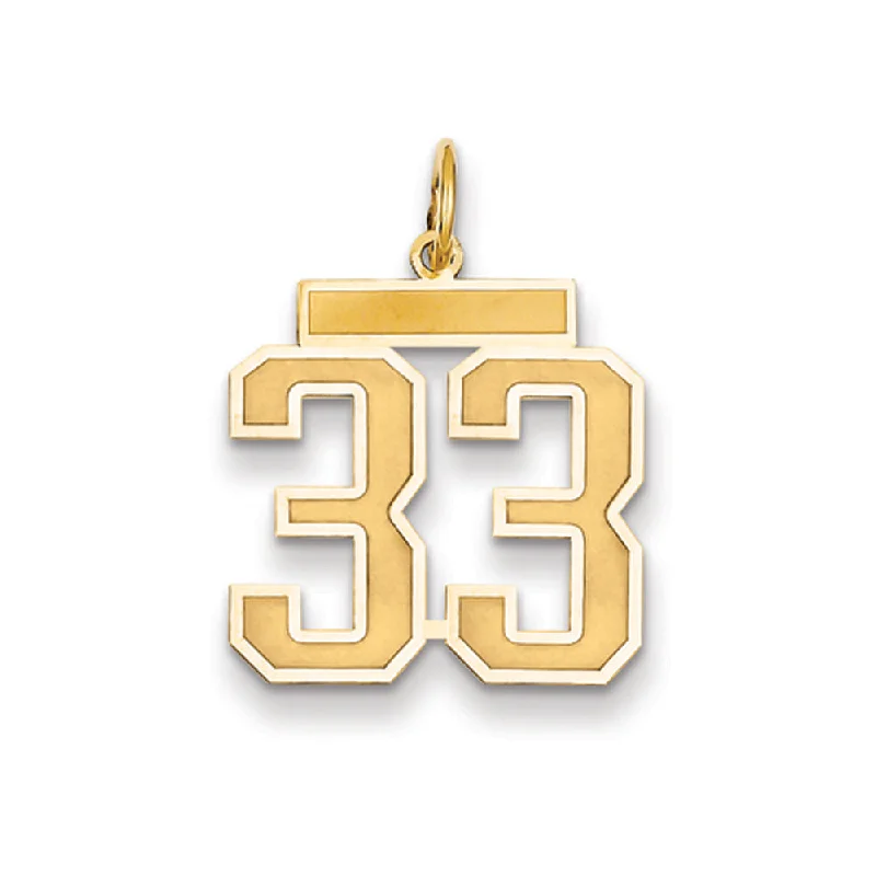 14k Yellow Gold, Jersey Collection, Medium Number 33 Pendant