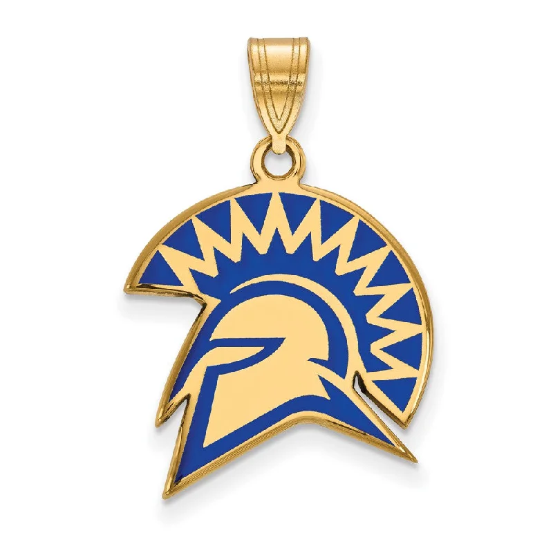 14K Yellow Gold Plated S. Silver San Jose State LG Enamel Pendant