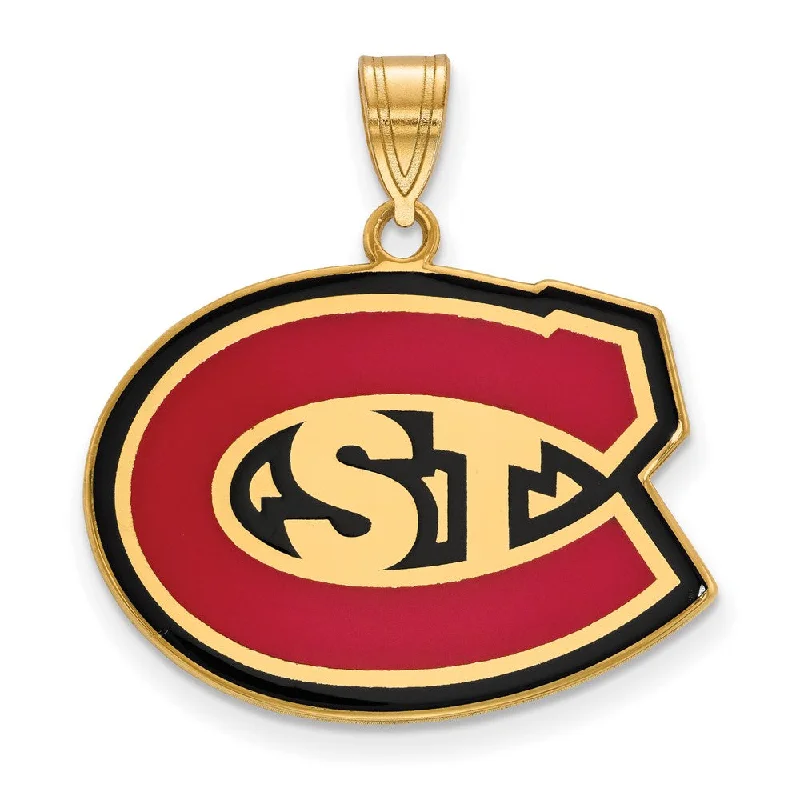 14K Yellow Gold Plated S. Silver St. Cloud State LG Enamel STC Pendant