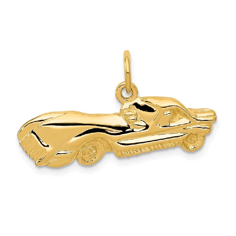 14k Yellow Gold Satin and Diamond Cut Sport Car Charm